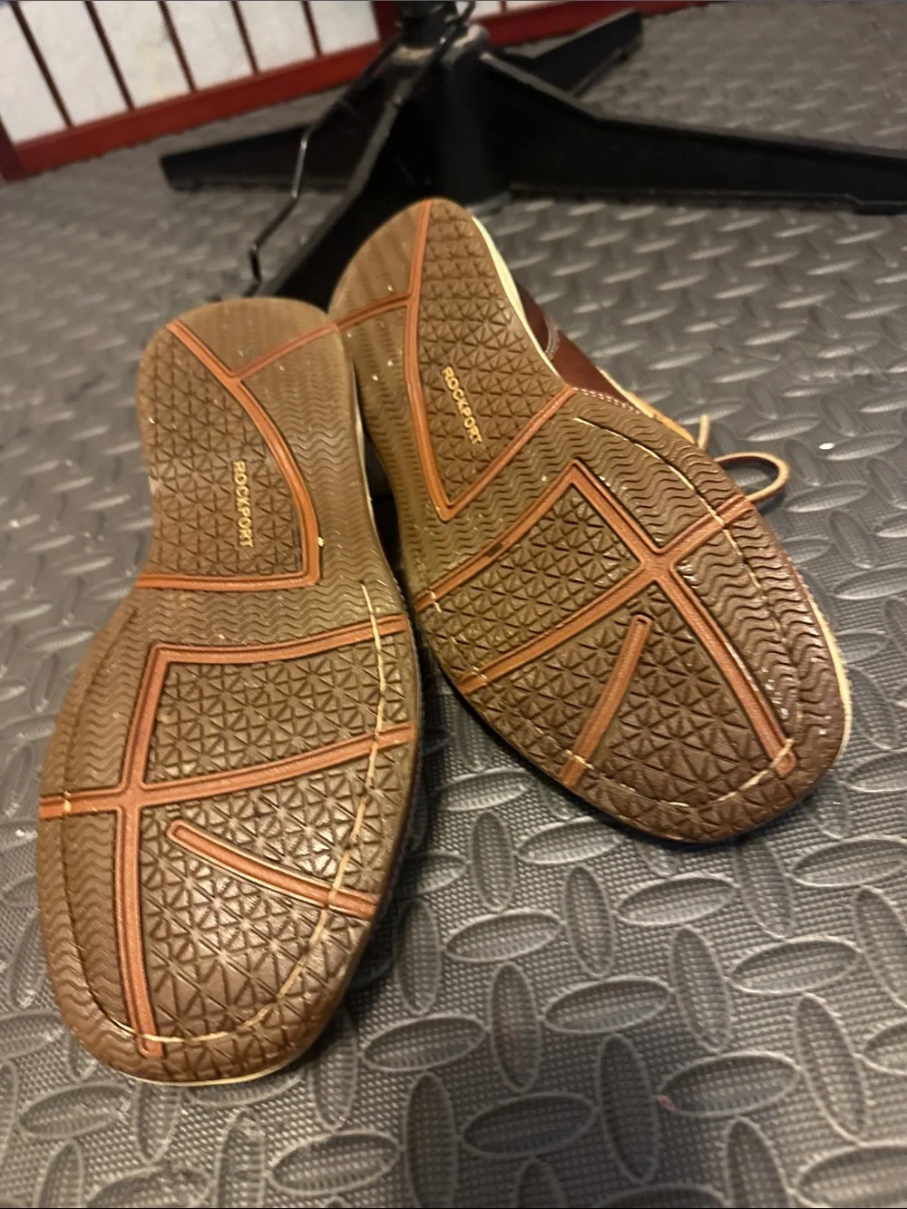 Rockport Brown Leather Boat Shoes with Tan Trim